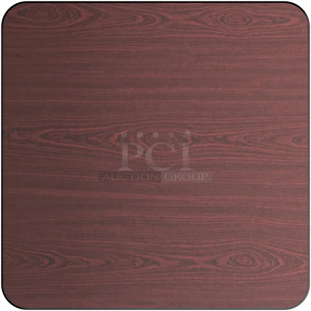 6 BRAND NEW SCRATCH AND DENT! Lancaster Table & Seating 3493636TCB 36" x 36" Laminated Square Table Top Reversible Cherry / Black. 6 Times Your Bid! May Be Missing Pieces.  - Image 1 of 3