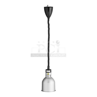 3 BRAND NEW SCRATCH AND DENT! ServIt 423HLR75CH Retractable Cord Ceiling Mount Heat Lamp with Modern Chrome Flared Finish Round Dome Shade. 3 Times Your Bid!