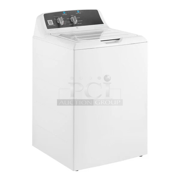 BRAND NEW SCRATCH AND DENT! General Electric GE VTW525ASR3WB 4.2 cu. ft. Top Load Electric Commercial Washer - Free Use / App Payment. 120 Volts, 1 Phase.  - Image 1 of 8