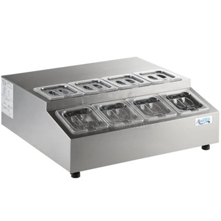 BRAND NEW SCRATCH AND DENT! Avantco 360CPT28HC Stainless Steel Commercial Countertop 2 Tier Refrigerated Rail. 115 Volts, 1 Phase. Tested and Working!
