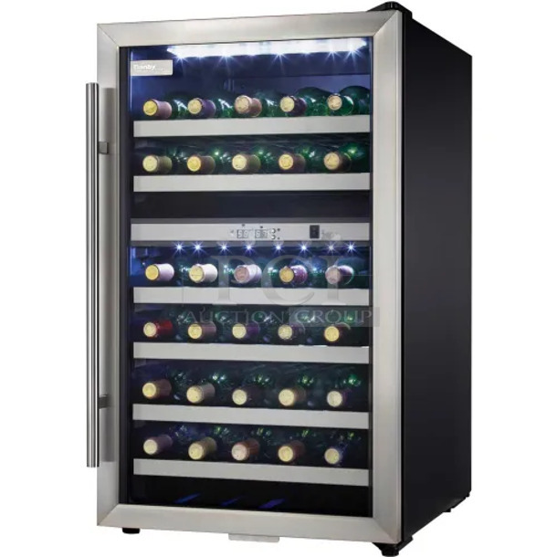 BRAND NEW SCRATCH AND DENT! Danby DWC286BLS-1 Stainless Steel 20 Inch Wine Cooler 38 Bottle w/ Dual Temperature Zones and Reversible Door. 115 Volts, 1 Phase. Tested and Working! - Image 1 of 6