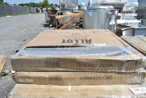 2 BRAND NEW SCRATCH AND DENT! Items Including Lancaster Table & Seating 164DA3232CHR Alloy Series 32" x 32" Charcoal Standard Height Outdoor Table and Lancaster Table & Seating 164DA3232ORG Alloy Series 32" x 32" Amber Orange Standard Height Outdoor Table. 2 Times Your Bid! May Be Missing Pieces.  - Image 2 of 4