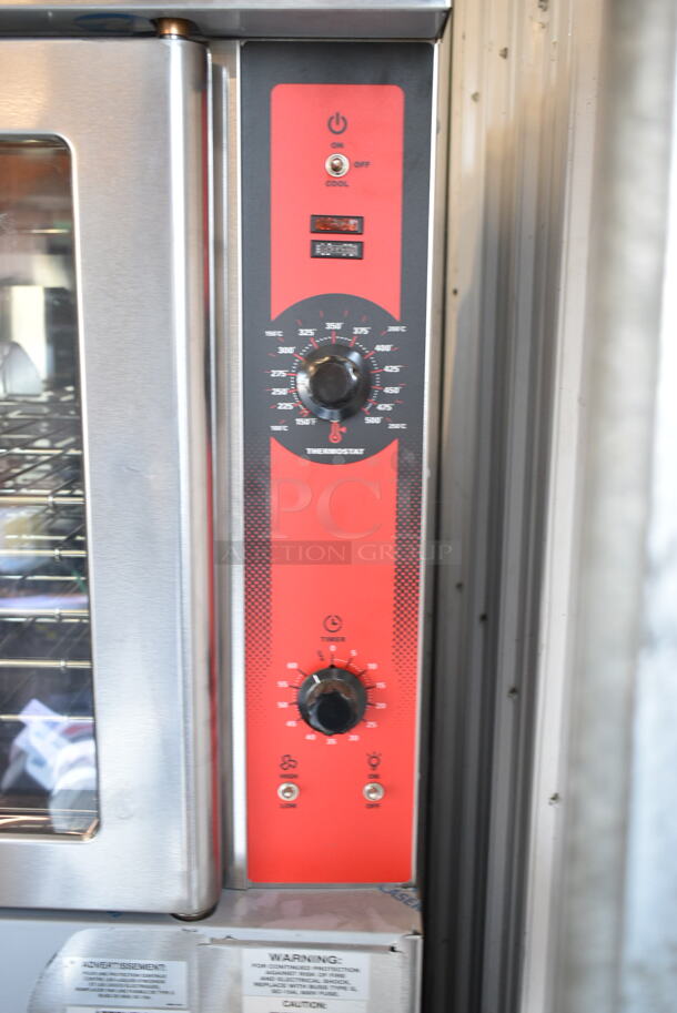 2 BRAND NEW SCRATCH AND DENT! Vulcan VC4ED Stainless Steel Commercial Electric Powered Full Size Convection Oven w/ View Through Doors, Metal Oven Racks and Thermostatic Controls. Does Not Come w/ Legs. 240 Volts, 1/3 Phase. 2 Times Your Bid! 
 - Image 3 of 12