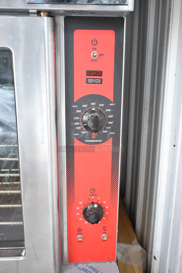 2 BRAND NEW SCRATCH AND DENT! Vulcan VC4ED Stainless Steel Commercial Electric Powered Full Size Convection Oven w/ View Through Doors, Metal Oven Racks and Thermostatic Controls. Does Not Come w/ Legs. 240 Volts, 1/3 Phase. 2 Times Your Bid! 
 - Image 4 of 12
