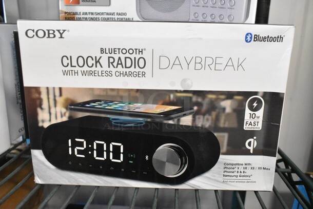 4 BRAND NEW IN BOX! Coby Bluetooth Clock Radio. 4 Times Your Bid!  - Image 1 of 3
