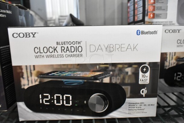 4 BRAND NEW IN BOX! Coby Bluetooth Clock Radio. 4 Times Your Bid!  - Image 1 of 4
