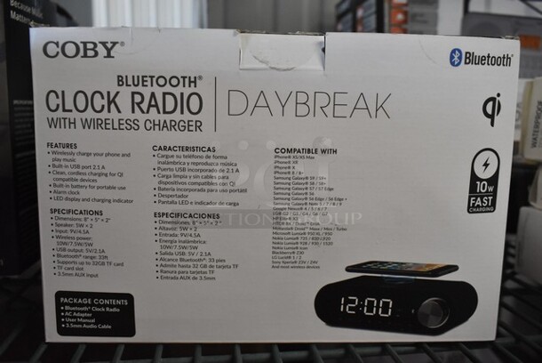 4 BRAND NEW IN BOX! Coby Bluetooth Clock Radio. 4 Times Your Bid!  - Image 3 of 4