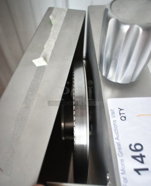 BRAND NEW SCRATCH AND DENT! Avantco EMBS65SS 65" Blade Stainless Steel Countertop Vertical Band Meat Saw. 110 Volts, 1 Phase. Tested and Working! - Image 8 of 9
