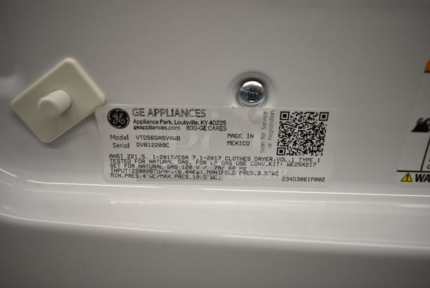 BRAND NEW SCRATCH AND DENT! General Electric GE VTD52EASR0WB 7.4 cu. ft. Front Load Gas-Powered Commercial Dryer - Free Use / App Payment / Coin Compatible.  - Image 7 of 7