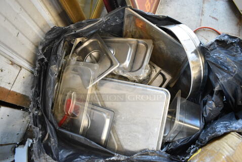 ALL ONE MONEY! Lot of Various Items Including Stainless Steel Drop In Bin Lids, Metal Baking Pans, Poly Lids. 