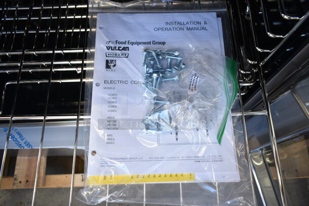 2 BRAND NEW SCRATCH AND DENT! Vulcan VC4ED Stainless Steel Commercial Electric Powered Full Size Convection Oven w/ View Through Doors, Metal Oven Racks and Thermostatic Controls. Does Not Come w/ Legs. 240 Volts, 1/3 Phase. 2 Times Your Bid! 
 - Image 5 of 12