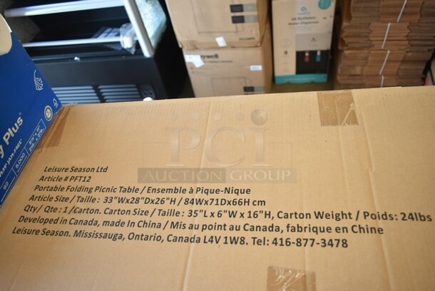 BRAND NEW SCRATCH AND DENT! Leisure Season PFT12 Portable Folding Picnic Table. May Be Missing Pieces. - Image 3 of 3