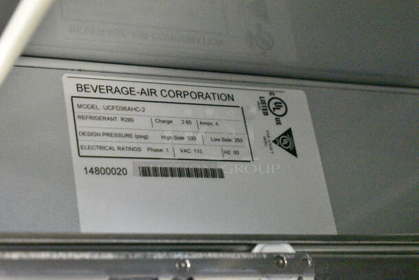 BRAND NEW SCRATCH AND DENT! Beverage Air UCFD36AHC-2 Stainless Steel Commercial 2 Drawer Undercounter Freezer on Commercial Casters. 115 Volts, 1 Phase. Tested and Working! - Image 7 of 7
