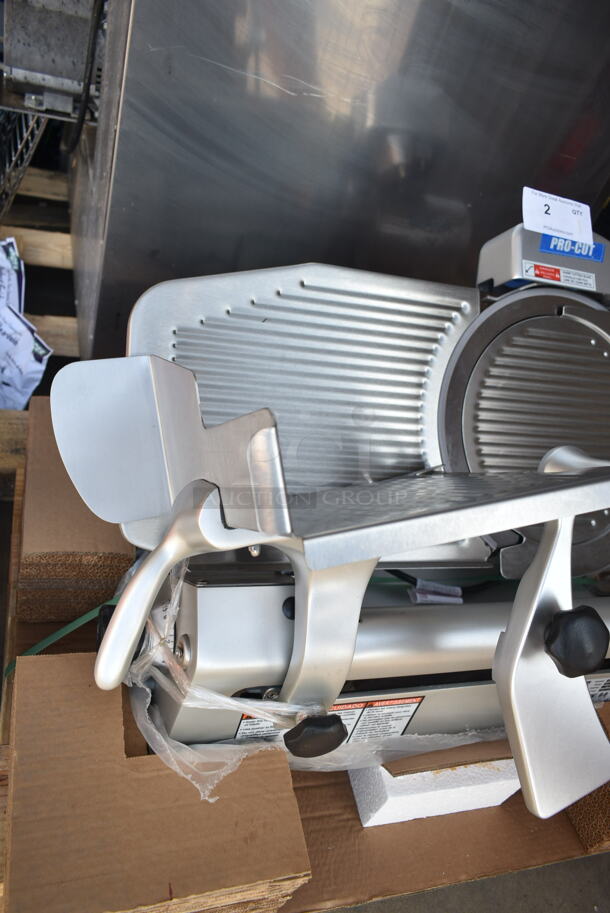 BRAND NEW SCRATCH AND DENT! 2024 Pro-Cut KMS-13 Stainless Steel Commercial Countertop 13" Automatic Meat Slicer w/ Blade Sharpener. 115 Volts, 1 Phase. Tested and Working! - Image 6 of 9