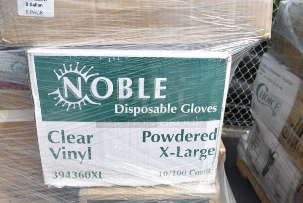 PALLET LOT of 25 BRAND NEW Boxes Including 795PTOBK4 Choice Black Microwavable Folded Paper #4 Take-Out Container 7 3/4" x 5 1/2" x 3 1/2" - 160/Case, 2 Box 612FHL1230 Choice Foil Steam Table Pan Lid - Half Size - 100/Case, 394360XL Noble Products Clear Powdered Disposable Vinyl Gloves for Foodservice - Extra Large - 1000/Case, Uniqify Polka Dotty Ice Cream Cups, 395RP09 EcoChoice Compostable Sugarcane / Bagasse 9" Plate - 500/Case, 148HD8COMBO Choice Heavy Duty 8 oz. Microwavable Translucent Plastic Deli Container and Lid Combo Pack - 240/Case. 25 Times Your Bid! - Image 6 of 12