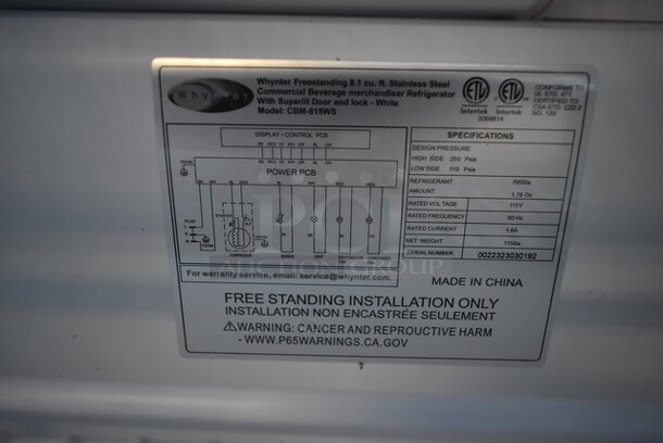 BRAND NEW SCRATCH AND DENT! Whynter CBM-815WS Freestanding 8.1 CF Commercial Beverage Merchandiser. 115 Volt, 1 Phase. Tested and Working! - Image 5 of 5