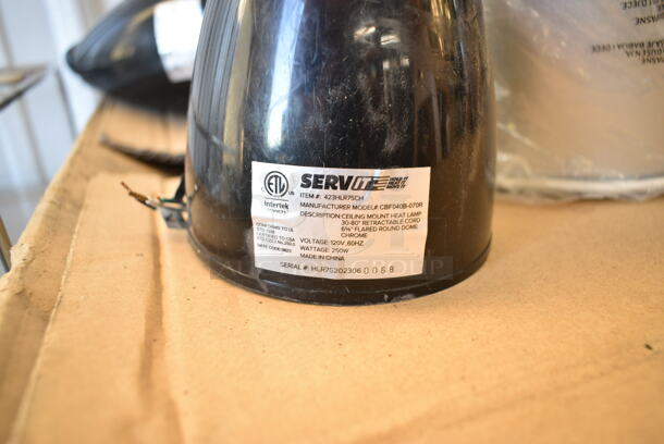 3 BRAND NEW SCRATCH AND DENT! ServIt 423HLR75CH Retractable Cord Ceiling Mount Heat Lamp with Modern Chrome Flared Finish Round Dome Shade. 3 Times Your Bid! - Image 10 of 11