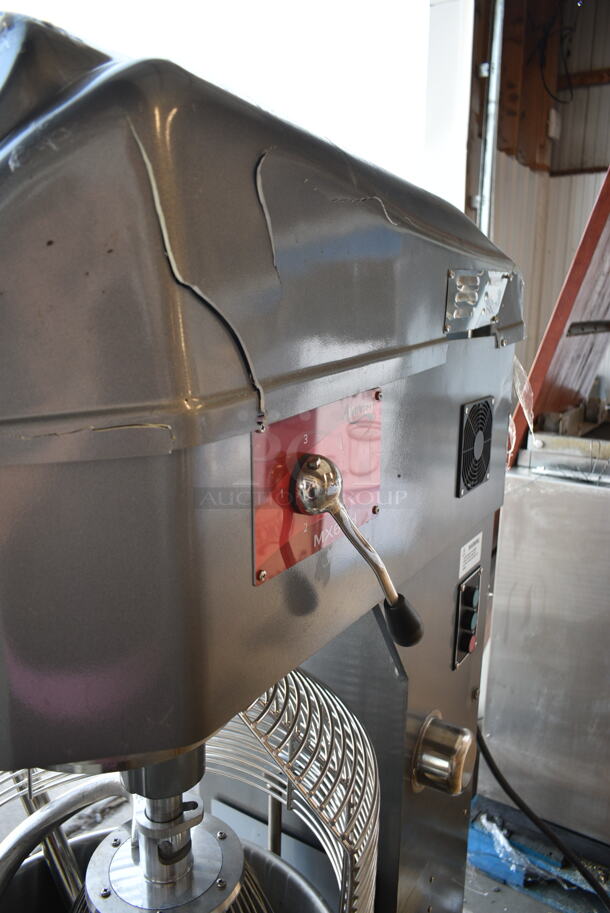BRAND NEW SCRATCH AND DENT! Avantco 177MX60H Metal Commercial Floor Style 60 Quart Planetary Dough Mixer w/ Stainless Steel Mixing Bowl, Bowl Guard, Bowl Dolly, Dough Hook, Whisk and Paddle Attachments. 240 Volts, 3 Phase. - Image 8 of 12