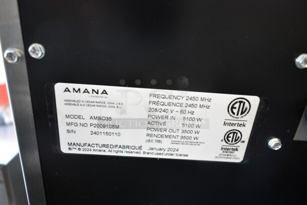 BRAND NEW SCRATCH AND DENT! 2024 Amana AMSO35 Heavy-Duty Commercial Steamer Microwave Oven. 208/240 Volts, 1 Phase.  - Image 5 of 5