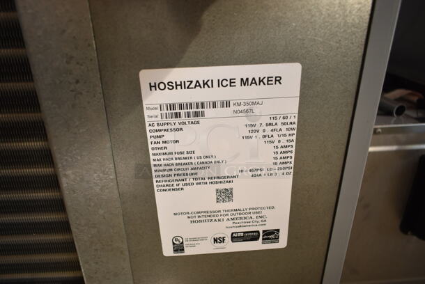 BRAND NEW SCRATCH AND DENT! Hoshizaki KM-350MAJ Stainless Steel Commercial Slim Line Series 22" Modular Crescent Ice Machine. 489 lb. 115 Volts, 1 Phase.  - Image 5 of 5