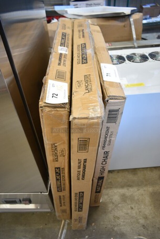 2 BRAND NEW SCRATCH AND DENT! Lancaster Table & Seating 3492424ANTWA Industrial 24" x 24" Solid Wood Live Edge Table Top with Antique Walnut Finish. 2 Times Your Bid! May Be Missing Pieces.  - Image 2 of 4