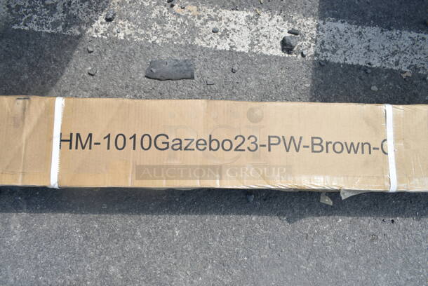 BRAND NEW IN BOX! HM-1010Gazebo23-PW-Brown Unit - Image 2 of 4