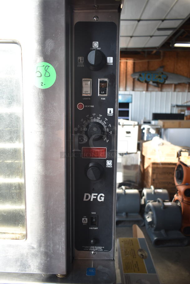 2 Blodgett DFG-100-ES Stainless Steel Commercial Natural Gas Powered Full Size Convection Oven w/ View Through Doors, Metal Oven Racks and Thermostatic Controls on Commercial Casters. 45,000 BTU. 2 Times Your Bid!  - Image 6 of 9
