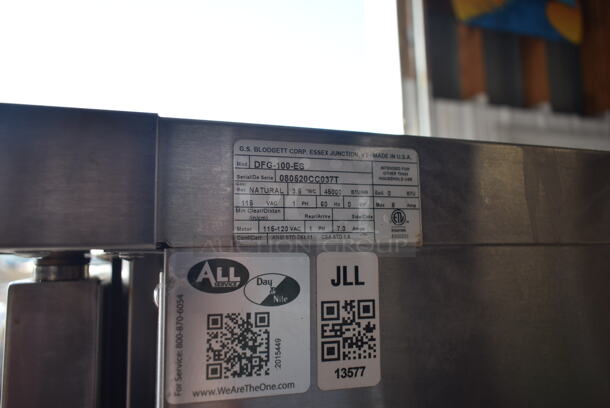 2 Blodgett DFG-100-ES Stainless Steel Commercial Natural Gas Powered Full Size Convection Oven w/ View Through Doors, Metal Oven Racks and Thermostatic Controls on Commercial Casters. 45,000 BTU. 2 Times Your Bid!  - Image 8 of 9