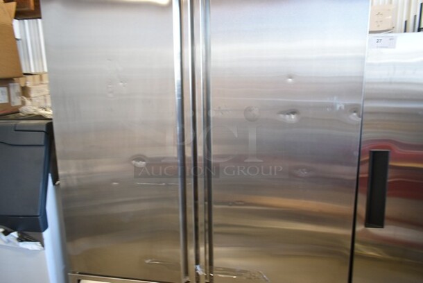 BRAND NEW SCRATCH AND DENT! 2023 Avantco 447AP49F Stainless Steel Commercial 2 Door Reach In Freezer w/ Poly Coated Racks. 115 Volts, 1 Phase. Tested and Working! - Image 4 of 7