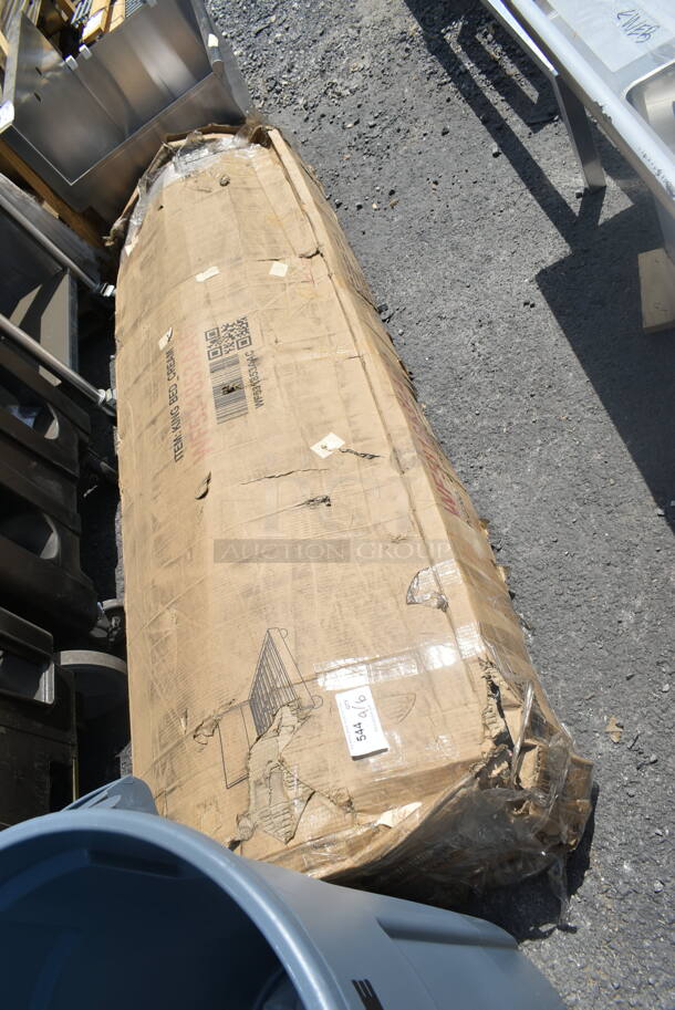 BRAND NEW IN BOX! ZNTS Modern Velvet Upholstered Platform Bed with Wingback Headboard and Round Wooden Legs, Cream,King WF531853AAC - Image 3 of 3