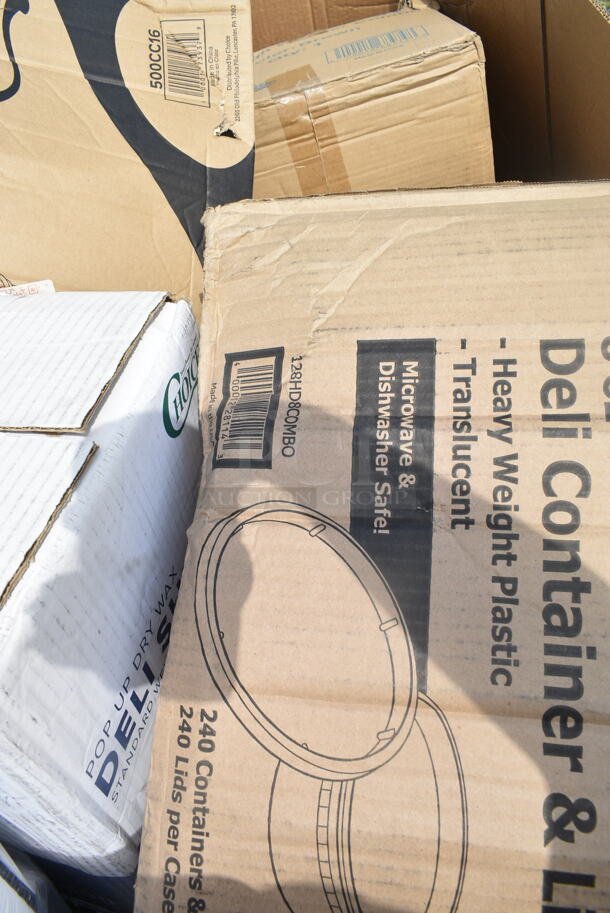 PALLET LOT of 15 BRAND NEW Boxes Including 90HTPF3R White Foam Three-Compartment Square, 433DS15 Choice 15" x 10 3/4" Customizable Interfolded Deli Wrap Wax Paper - 6000/Case, 500CC16 16 oz. Plastic Cold Cup - 1000/Case, 128HD8COMBO Choice Heavy Duty 8 oz. Microwavable Translucent Plastic Deli Container and Lid Combo Pack - 240/Case, 274MOPBCKTBR Lavex 35 Qt. Brown Mop Bucket & Side Press Wringer Combo. 15 Times Your Bid! - Image 7 of 12