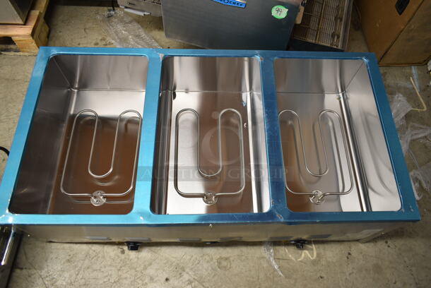 2024 Avantco 177STE3S Stainless Steel Three Pan Open Well Electric Steam Table with Undershelf. 120 Volts, 1 Phase.  - Image 6 of 9