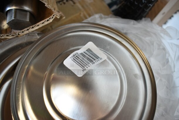 ALL ONE MONEY! Lot of 6 BRAND NEW SCRATCH AND DENT! Items Including 79040 Stainless Steel Round Lids, Coarse Grill Cleaning Brush, Advance Tabco DRKR-48 48" Stainless Steel Bar Drink Rail - Image 6 of 8