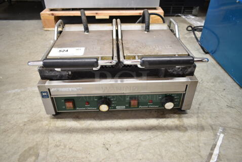 Waring WPG300 Stainless Steel Commercial Countertop Double Panini Press. 240 Volts, 1 Phase. 