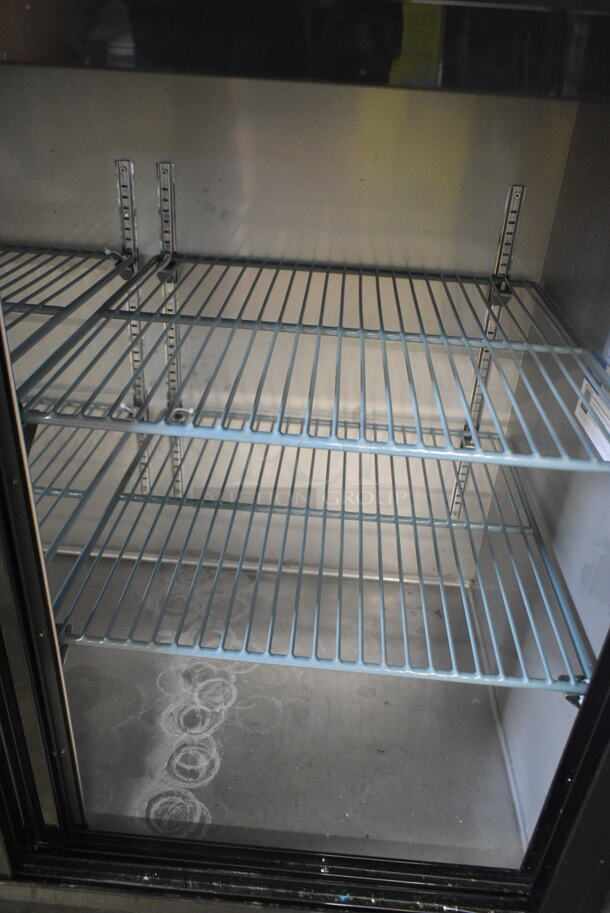 BRAND NEW SCRATCH AND DENT! 2024 Avantco 178UBB72SHC 73" Black Counter Height Narrow Sliding Glass Door Back Bar Refrigerator with LED Lighting. 115 Volts, 1 Phase. Tested and Working! - Image 4 of 7