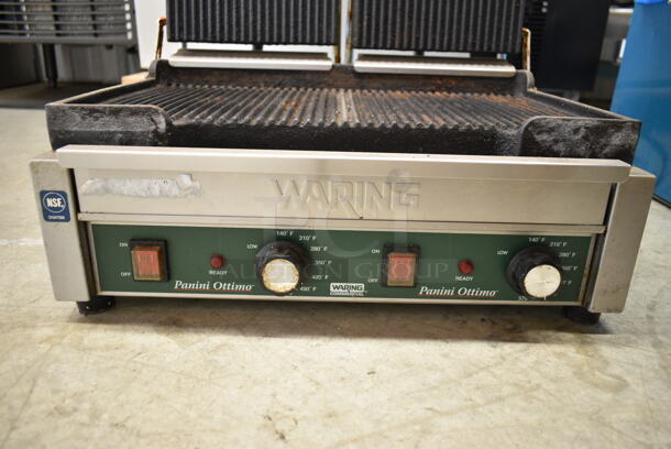 Waring WPG300 Stainless Steel Commercial Countertop Double Panini Press. 240 Volts, 1 Phase.  - Image 5 of 6