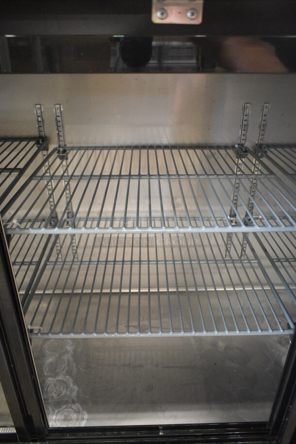 BRAND NEW SCRATCH AND DENT! 2024 Avantco 178UBB72SHC 73" Black Counter Height Narrow Sliding Glass Door Back Bar Refrigerator with LED Lighting. 115 Volts, 1 Phase. Tested and Working! - Image 5 of 7