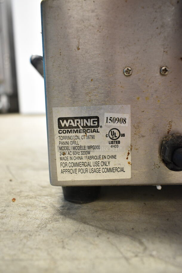 Waring WPG300 Stainless Steel Commercial Countertop Double Panini Press. 240 Volts, 1 Phase.  - Image 6 of 6