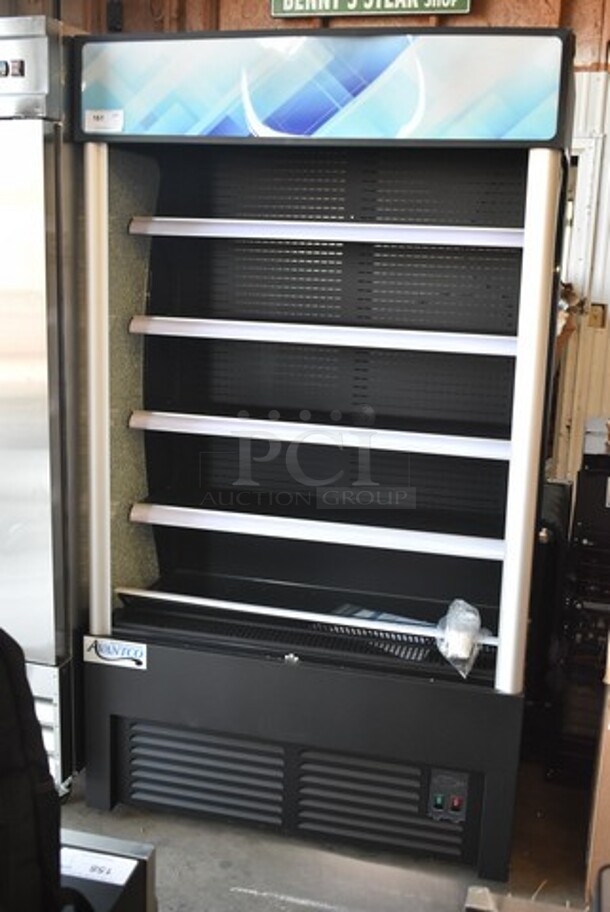 BRAND NEW SCRATCH AND DENT! Avantco 189BVAC46HC 46" Black Refrigerated Air Curtain Merchandiser. See Pictures for Broken Glass. 110-120 Volts, 1 Phase. Tested and Working! - Image 1 of 6