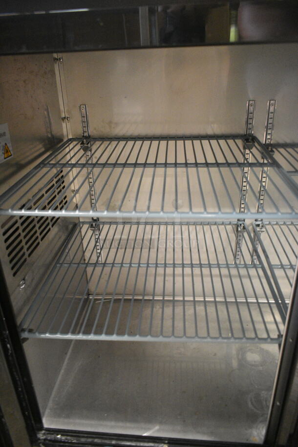 BRAND NEW SCRATCH AND DENT! 2024 Avantco 178UBB72SHC 73" Black Counter Height Narrow Sliding Glass Door Back Bar Refrigerator with LED Lighting. 115 Volts, 1 Phase. Tested and Working! - Image 6 of 7