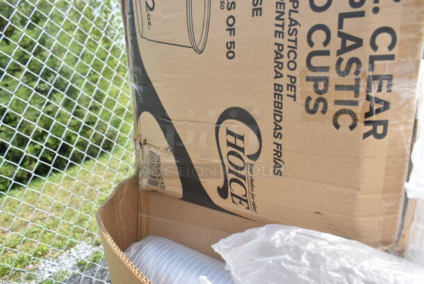 PALLET LOT of 15 BRAND NEW Boxes Including 500MF993B3C Choice 9" x 9" 3-Compartment Microwaveable Black Mineral-Filled Plastic Hinged Take-Out Container - 150/Case, 127P150B Choice 1.5 oz. Black Plastic Souffle Cup / Portion Cup - 2500/Case, 500CC16 Choice Clear PET Customizable Plastic Cold Cup - 16 oz. - 1000/Case, 500CC12 Choice Clear PET Customizable Plastic Cold Cup - 12 oz, 500MF963B1 Choice 9" x 6" 1-Compartment Microwaveable Black Mineral-Filled Plastic Hinged Take-Out Container - 150/Case. 15 Times Your Bid! - Image 5 of 12