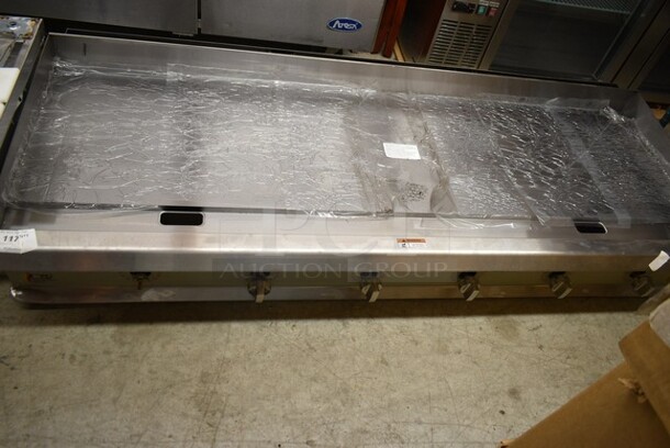 BRAND NEW SCRATCH AND DENT! 2023 Cooking Performance Group CPG 351GTCPG72NL 72" Natural Gas Countertop Griddle with Thermostatic Controls. 180,000 BTU.  - Image 2 of 7