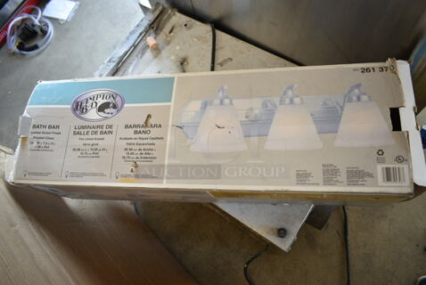 BRAND NEW SCRATCH AND DENT! Hampton Bay 261 370 3 Light Semi Flush Mount 7.5"X24"X7.38 Brushed Nickel