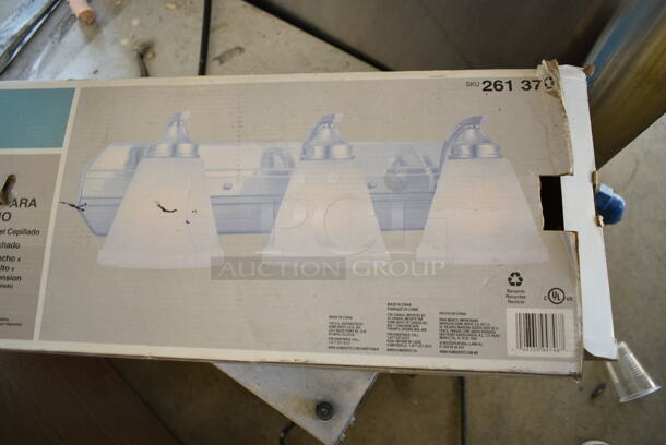 BRAND NEW SCRATCH AND DENT! Hampton Bay 261 370 3 Light Semi Flush Mount 7.5"X24"X7.38 Brushed Nickel - Image 3 of 4