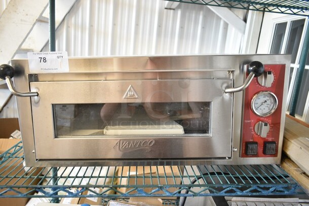 BRAND NEW SCRATCH AND DENT! Avantco 177DPO18S Stainless Steel Commercial Countertop Electric Powered Single Deck Pizza Oven w/ Broken Cooking Stone. 120 Volts, 1 Phase. Tested and Working! - Image 2 of 6
