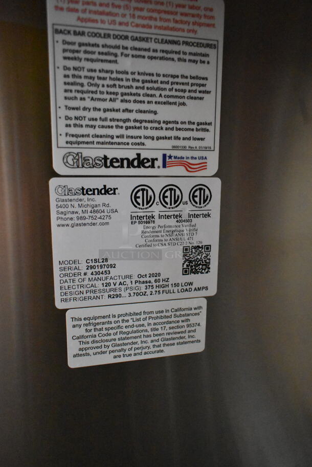 BRAND NEW! 2020 Glastender C1SL28 Stainless Steel Commercial Single Door Cooler. 115 Volts, 1 Phase. Tested and Working! - Image 6 of 6