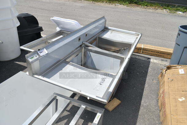 BRAND NEW SCRATCH AND DENT! Regency 600S21824218 Stainless Steel Commercial 2 Bay Sink w/ Dual Drain Boards. No Legs. Bays 18x24. Drain Boards 16.5x26 - Image 4 of 5