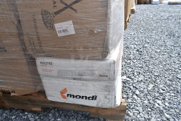 PALLET LOT of 40 BRAND NEW Boxes Including 2 Box 500TO993C3 Choice 9" x 9" x 3" Microwaveable 3-Compartment Black / Clear Plastic Hinged Container - 100/Case, 2 Box 5535411 Acopa 11.5 oz. Customizable Glass Goblet - 12/Case, 130BKFKSNX500 Choice Black Extra Heavy Weight Wrapped Plastic Cutlery Pack with Napkin - 500/Case, 5001TPJ Lavex 1-Ply 1400' Universal Jumbo Toilet Paper Roll with 9" Diameter - 12/Case, 4 Box 966UPWIDEB OneUp by Choice White 2-Ply Wide Interfold 6 1/2" x 8 1/2" Dispenser Napkin - 6000/Case, 43309LPIE100 Choice 9" Clear Hinged Low Pie Container - 100/Case, 2 Box 2 Box 130HBKCUTFW Visions Individually Wrapped Black Heavy Weight Plastic Fork - 1000/Case, 3 Box 130BKFORKH Choice Black Heavy Weight Plastic Fork - 1000/Case, 500LFLAT5 Choice Lids. 40 Times Your Bid! - Image 4 of 12