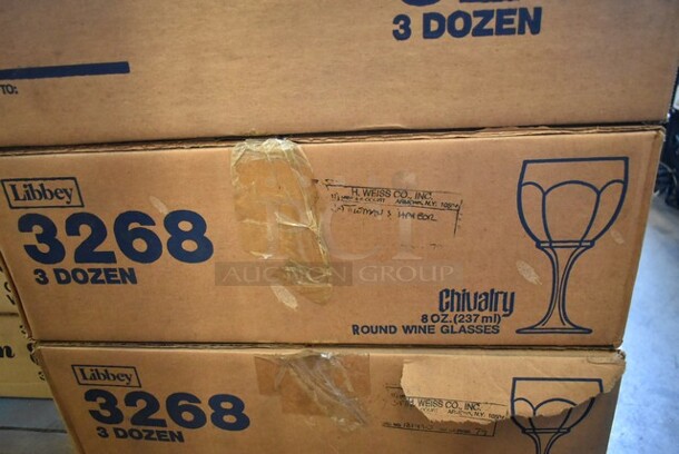 3 Boxes of 36 BRAND NEW IN BOX! Libbey 3268 Chivalry 8 oz Round Wine Glasses. 3 Times Your Bid! - Image 2 of 2