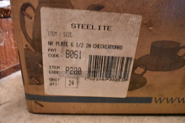6 Boxes of 24 BRAND NEW! Steelite B061 P200 NR Plate 6-1/2" Red Checkerboard Rim. 6 Times Your Bid!  - Image 4 of 4